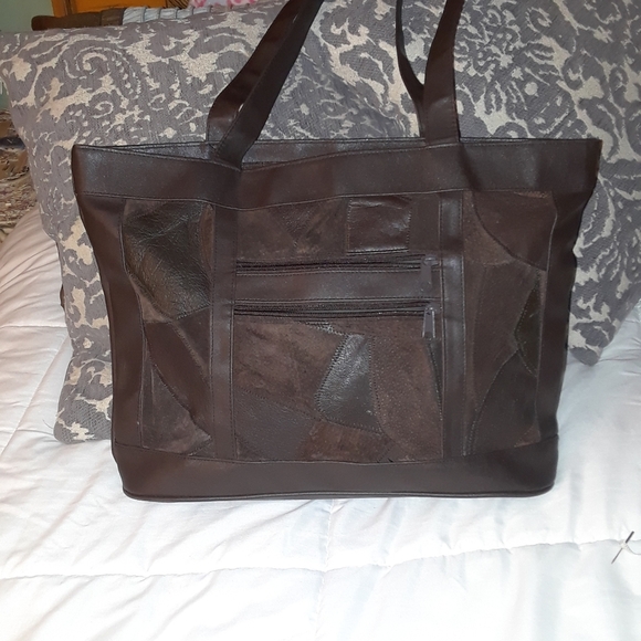 80s style moms leather brown patch purse - Picture 8 of 9